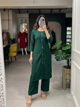 Morpaankh Darpan cotton co-ord set with a line of shisha mirrors down the front and a straight palazzo, view 10